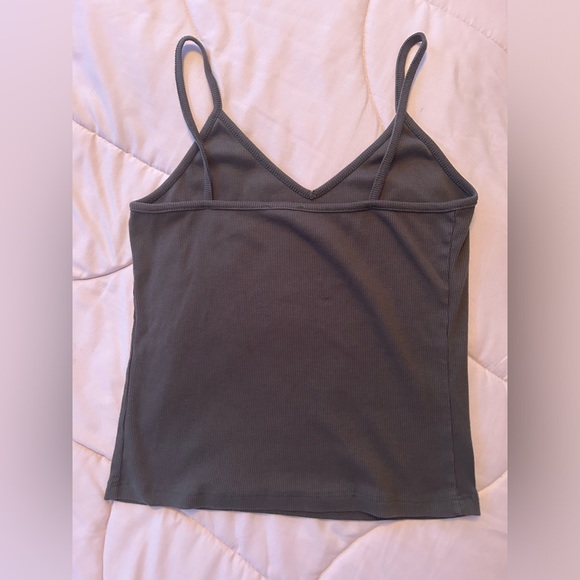 Dark Green Ribbed Tank Top - Picture 2 of 2